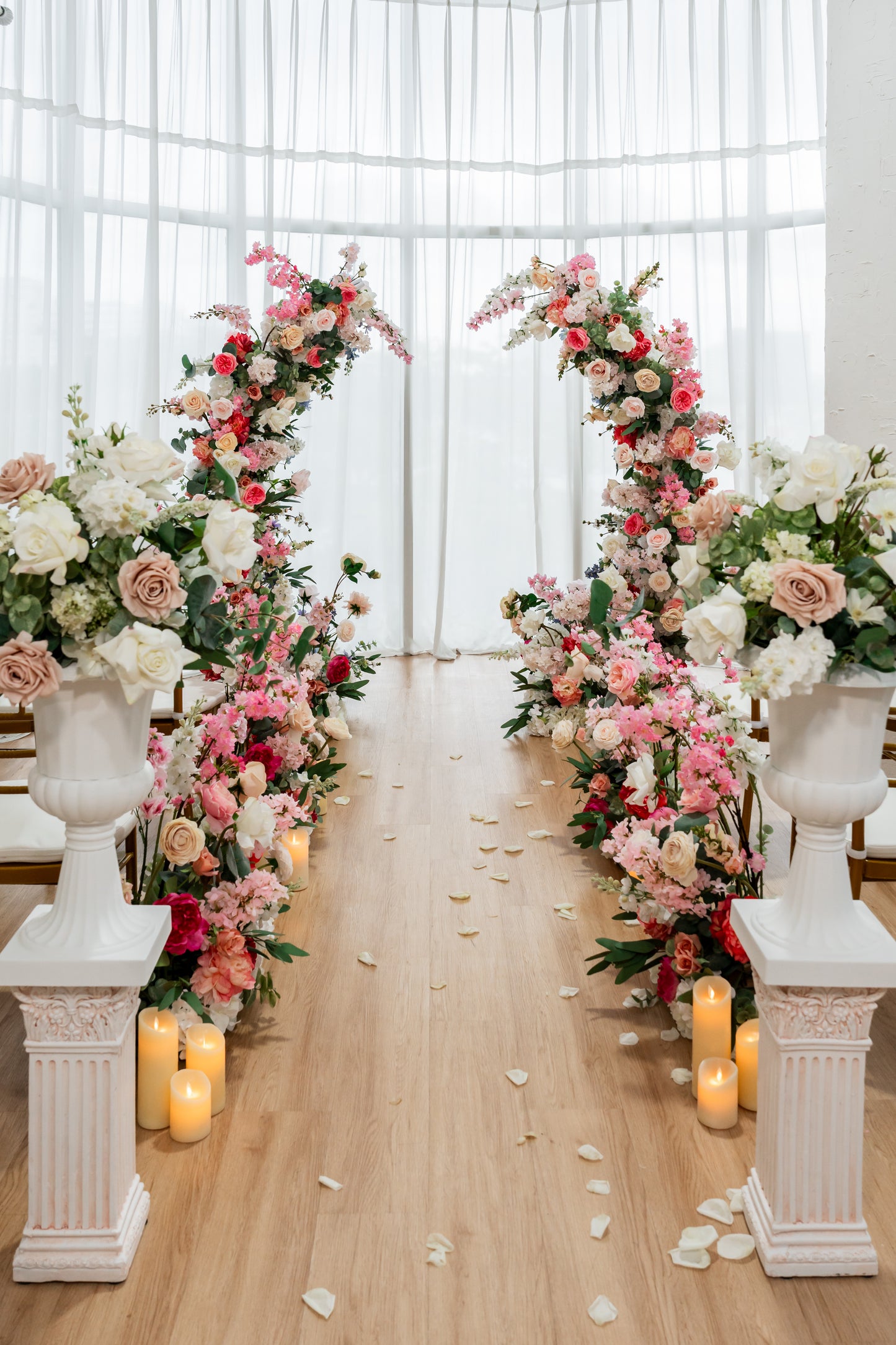 THE ELLE FLORAL PEDESTALS AND URNS SET