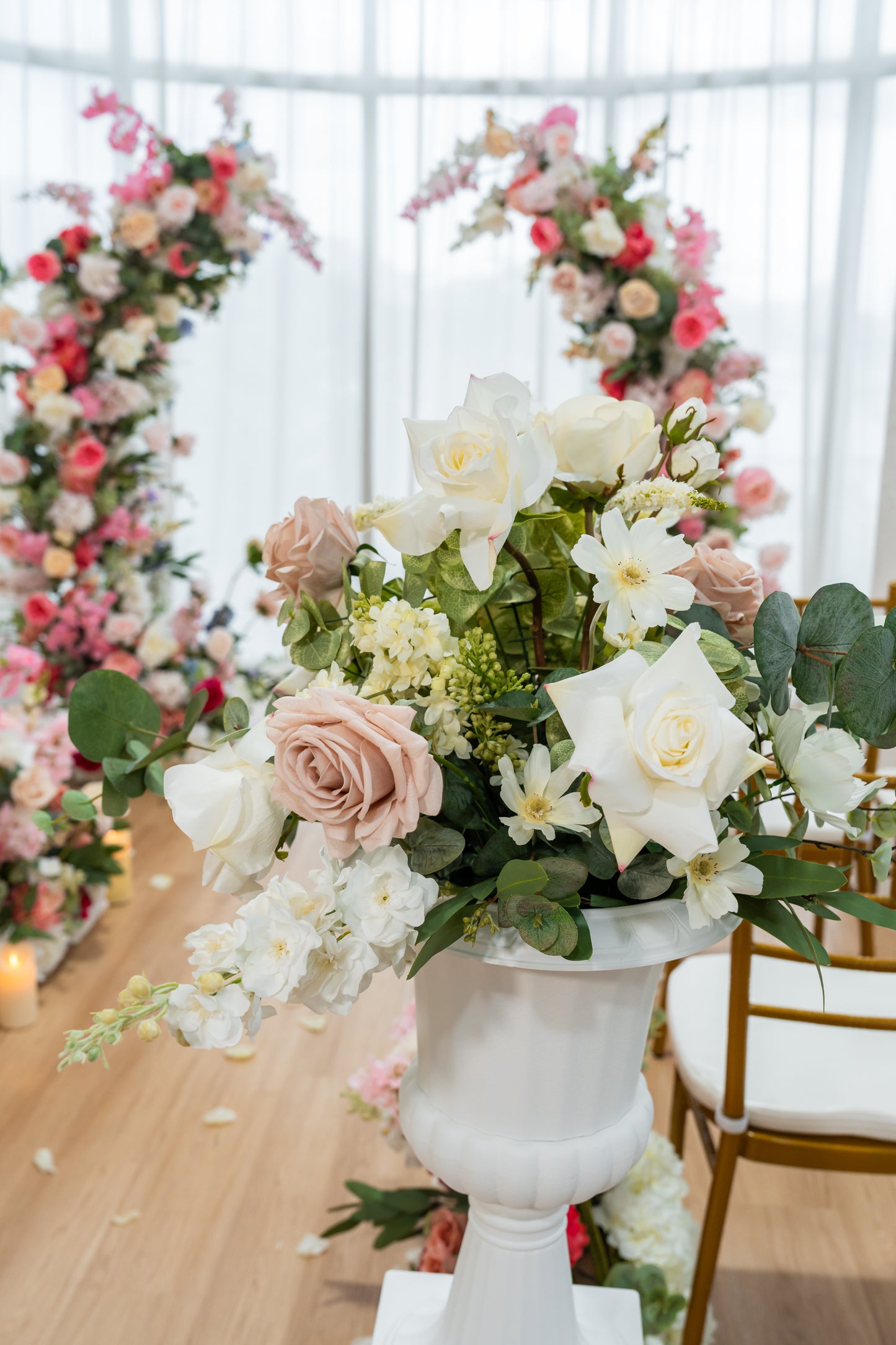 THE ELLE FLORAL PEDESTALS AND URNS SET